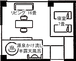 間取り図：温泉付和寛洋室 “芽生”